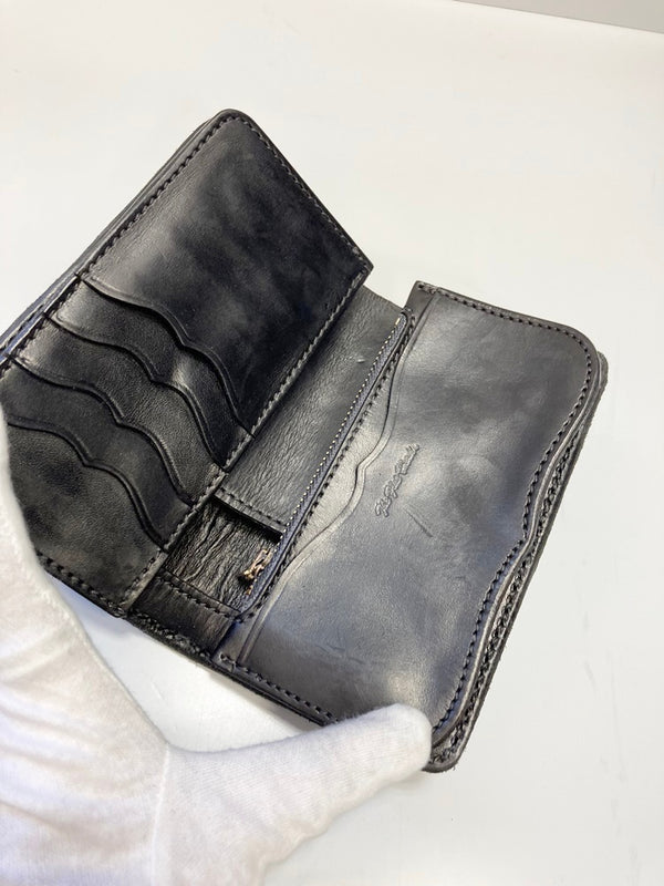 フラットヘッド THE FLAT HEAD レザー ミドルウォレット 折財布  黒  小銭入れ有り カードポケット有り 札入れ有り リザード系 財布・ケース メンズ財布 ブラック 101wal-36