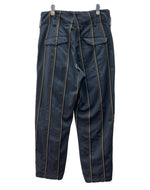 ヨウジヤマモト Yohji Yamamoto POUR HOMME SLACKS PANTS スラックス パンツ テーパード トラウザーズ ジップフライ 紺 ストライプ HB-P14-123 スラックス ネイビー サイズ 3 104MB-258