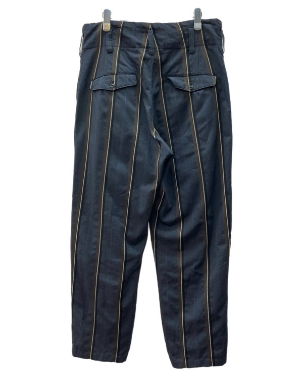 ヨウジヤマモト Yohji Yamamoto POUR HOMME SLACKS PANTS スラックス パンツ テーパード トラウザーズ ジップフライ 紺 ストライプ HB-P14-123 スラックス ネイビー サイズ 3 104MB-258