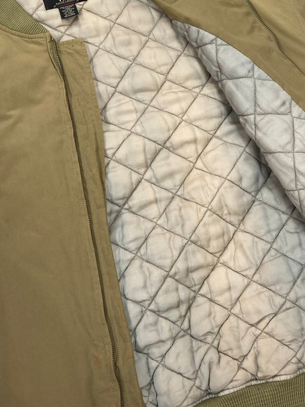 ダブルアールエル RRL 90s FLIGHT JACKET フライト ジャケット キルティング MA-1 ジップアップ 三ツ星タグ Ralph Lauren 緑 ジャケット 無地 カーキ Lサイズ 104MT-1402