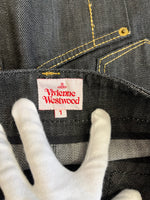 ヴィヴィアン・ウエストウッド Vivienne Westwood ロゴ刺繍 デニムスカート インディゴ スカート ネイビー Ｍサイズ 101LB-36