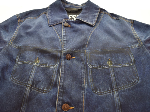ディーゼル DIESEL  22SS G-KOEN ステンカラーコート スプリングコート ロング シングル プリント デニム柄 A06066 ジャケット ブルー Sサイズ 103MT-3150