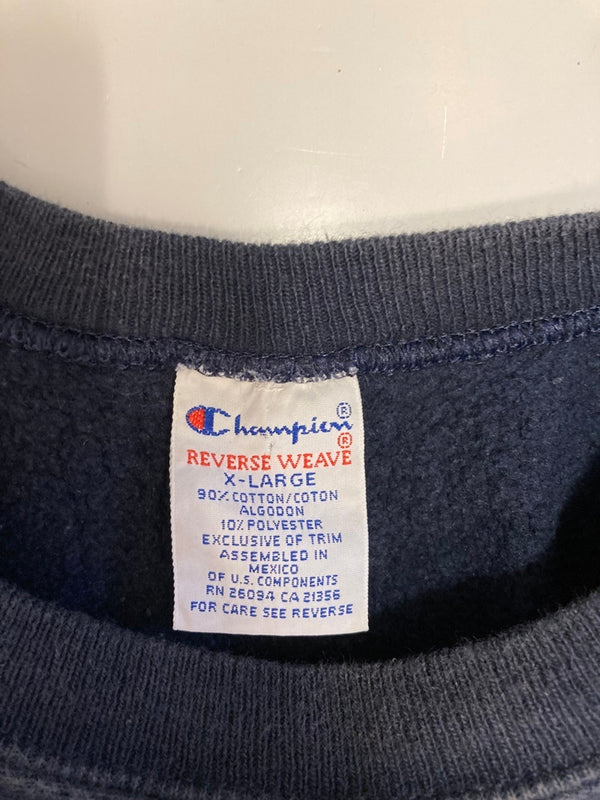 チャンピオン Champion 90s 刺繍タグ ヴィンテージ Vintage リバースウィーブ REVERSE WEAVE フットボール 3段プリント 紺 XL スウェット ネイビー LLサイズ 101MT-3021