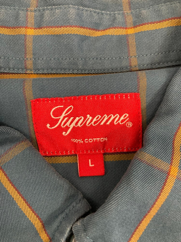 シュプリーム SUPREME Twill Multi Pocket Shirt Teal Plaid ツイルマルチポケットシャツ ティール チェック 青緑系 長袖シャツ グリーン Lサイズ 101MT-3401