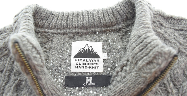 ヒマラヤンクライマーズハンドニット HIMALAYAN CLIMBER'S HANDKNIT 手編みショールZIPカーディガン HCK-F5  セーター グレー Lサイズ 103MT-3279