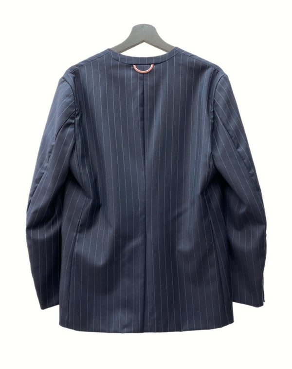 ネオンサイン NEON SIGN CHALK STRIPE NO COLLAR JACKET チョーク ストライプ ノー カラー ジャケット テーラード キレイ目 紺 N1384 サイズ 46 ジャケット ストライプ ネイビー 104MT-981