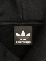 バレンシアガ BALENCIAGA 22AW × adidas アディダス Hoodie Large Fit ラージ フィット プルオーバー パーカー フーディ 刺繍 黒 729322 TNVN2 パーカ ロゴ ブラック Lサイズ 104MT-1646