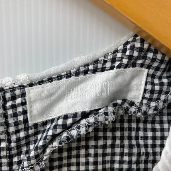 ピンクハウス PINK HOUSE ギンガムチェック柄 リボン レース 襟付き 半袖ワンピース ワンピース ブラック 201LT-430