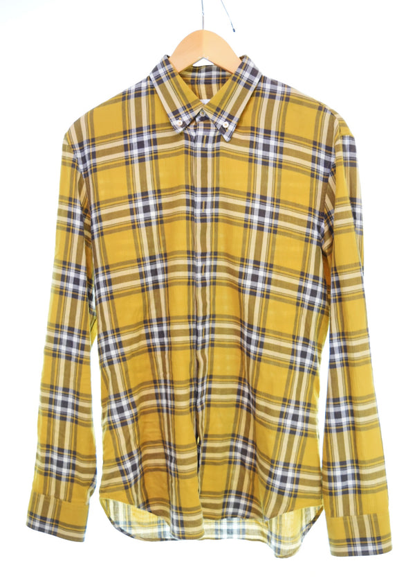 メゾン・マルジェラ Maison Margiela   Check Button Down Shirt チェック柄 ボタンアップシャツ S50DL0332 S48505 40 長袖シャツ イエロー 103MT-3246