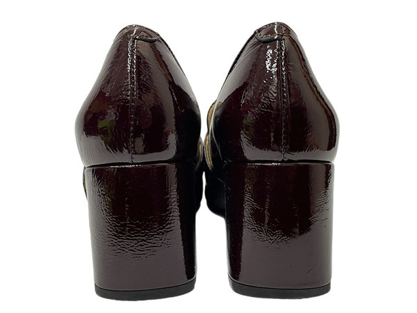 ファビオルスコーニ FABIO RUSCONI GIADA300 ソフトエナメル チャンキーヒール レディース靴 パンプス ワインレッド 37 23.5cm 601sh-5