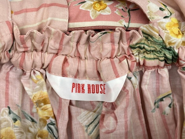 ピンクハウス PINKHOUSE 24SS スイセン プリント スカート 吊りスカート 水仙 ブーケ 花束 ストライプ リボン PINK A2141FSY101 ワンピース 花・植物 ピンク 104LT-205