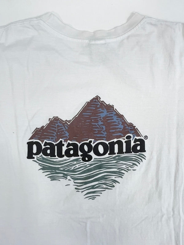 パタゴニア PATAGONIA 90s Vintage ヴィンテージ USA製 フィッツロイ山プリントTee 白 Tシャツ ホワイト Mサイズ 101MT-4731