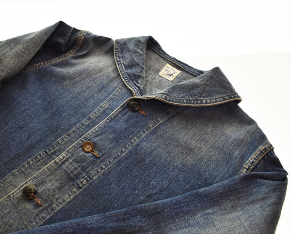 オア スロウ or slow US NAVY DENIM SHAWL COLLAR COVERALL デニム ショールカラー カバーオール VINTAGE加工 1 ジャケット ブルー 103MT-2550