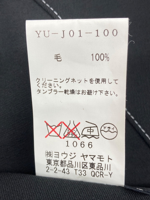 ワイズ Y's ヨウジヤマモト Yohji Yamamoto 03AW ウールギャバジン ステッチ テーラード WOOL 毛 日本製 BLACK 黒 YU-J01-100 ジャケット 無地 ブラック SIZE2 104LT-154