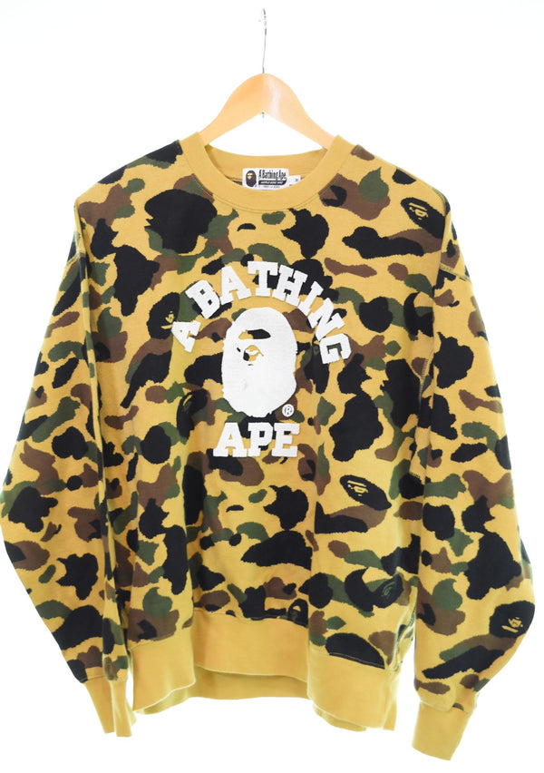 アベイシングエイプ A BATHING APE  1st カモ ジャカード カレッジ リラックスフィット クルーネックスウェット 001SWL301307M スウェット マルチカラー Mサイズ 103MT-2983