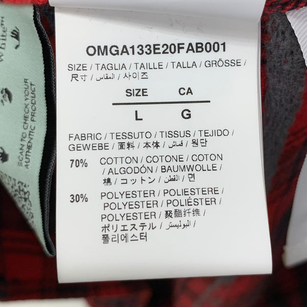 オフホワイト Off-White flannel check shirt 長袖シャツ レッド Lサイズ 201MT-3424