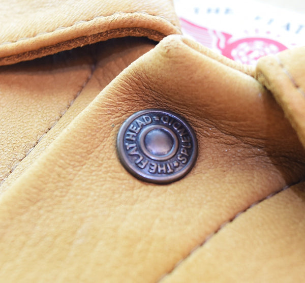 フラットヘッド THE FLAT HEAD 3rd TYPE DEERSKIN LEATHER TRUKER JAKCET レザー ジャケット 鹿革 トラッカー ジャケット 38 ジャケット ブラウン 103MT-3179