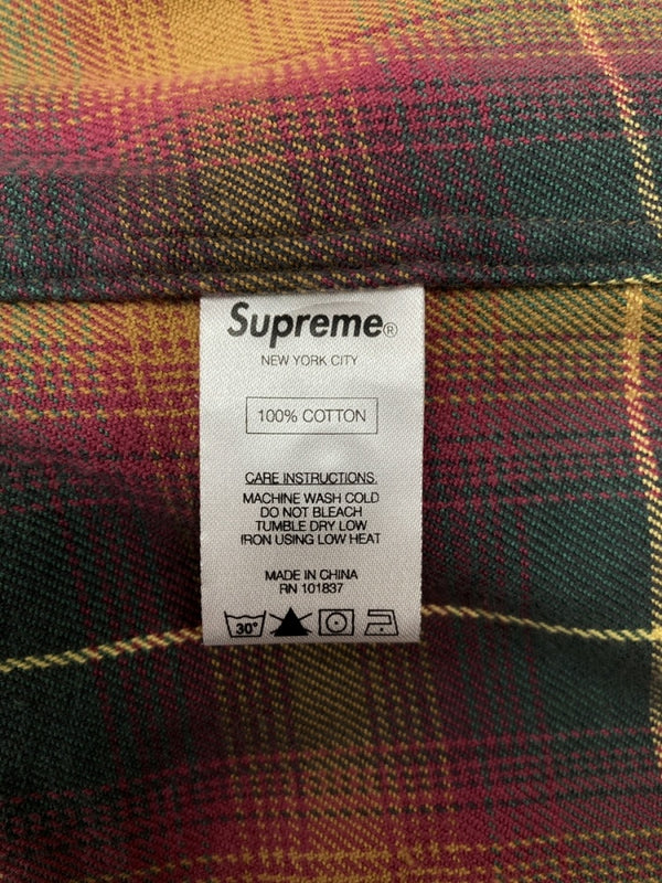 シュプリーム SUPREME 15SS Shadow Plaid Flannel Shirt シャドー プラッド フランネル シャツ ボタンダウン 胸ポケット 長袖シャツ チェック マルチカラー Sサイズ 104MT-779