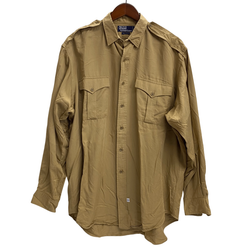 【曜日割引対象外】 ラルフローレン RALPH LAUREN レーヨン サファリシャツ エポレット 無地 長袖シャツ ベージュ Lサイズ 201MT-4363 VB