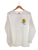 US US古着 90's the Aussie T company ひまわりロングスリーブTシャツ Here Come The Sun 向日葵 Sun flower ロンT ホワイト Sサイズ 103MT-3027