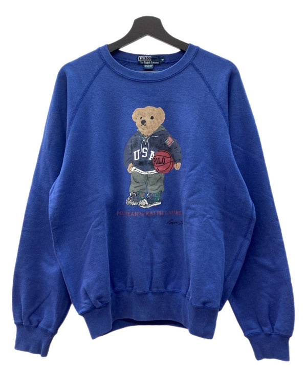 ラルフローレン RalphLauren 90s POLO BEAR SWEATSHIRT ポロ ベア スウェットシャツ トレーナー プリント 青 スウェット ロゴ ブルー Mサイズ 104MT-2304