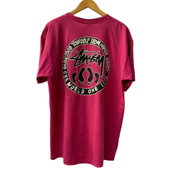 ステューシー STUSSY 90's 白タグ ショーンフォント USA製 Tシャツ ピンク XLサイズ 201MT-3754