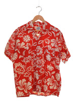 ヴィンテージ Vintage 60s 70s Tahitian アロハシャツ シャークカラー 半袖シャツ レッド Lサイズ 103MT-3129