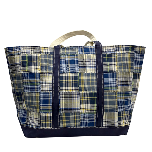 【曜日割引対象外】 エルエルビーン L.L.Bean 特大トートバッグ チェック パッチワーク 5956 バッグ メンズバッグ トートバッグ ブルー 201goods-697 VB