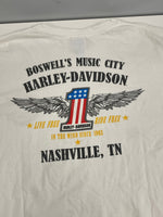 ハーレーダビッドソン Harley-Davidson バーアンドシールドロゴ No.1 RWBロゴ LIVE FREE RIDE FREE 袖プリント 両面プリント XL ロンT ホワイト LLサイズ 101MT-4539