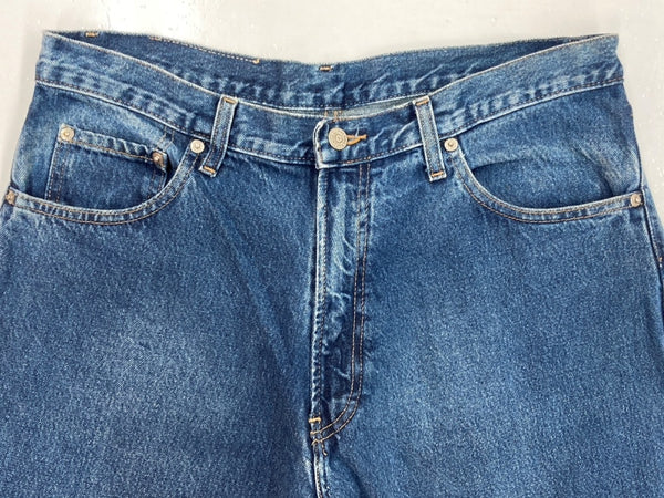ダブルアールエル RRL 90s DENIM PANTS デニム パンツ ジップフライ ジーパン ジーンズ USA製 Ralph Lauren インディゴ 青 ロゴ R004 デニム ブルー サイズ 34 104MB-216