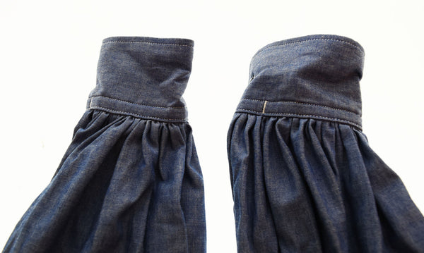 ハイク HYKE CHAMBRAY GATHERED DRESS シャンブレー ギャザー ワンピース 青 ワンピース ブルー 1 103LT-115