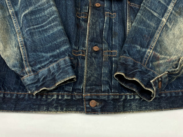 セントマイケル SAINT MICHAEL BerBerJin 24SS DENIM JACKET FIRST デニムジャケット ファースト ヴィンテージ加工 BLUE 青 SM-YS8-0000-C72 XL ジャケット 無地 ブルー 104MT-750