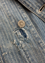 ダブルアールエル RRL 90s COVERALL JACKET カバーオール ジャケット 三ツ星タグ ヘリボーン USA製 Ralph Lauren 青 ジャケット ロゴ ブルー Mサイズ 104MT-1362