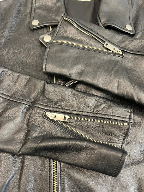 ジャーナルスタンダード JOURNAL STANDARD 牛革 ダブルライダースジャケット レザージャケット バイカー 黒 カウハイド 16-011-600-8060-3-0 ジャケット ブラック Lサイズ 101MT-5168