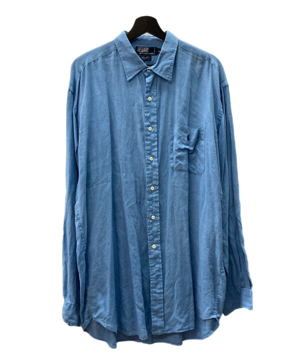ラルフローレン Ralph Lauren LOWELL SPORT リネンシャツ 片ポケ ポケット 刺繍 ポニー 青 長袖シャツ ロゴ ブルー 104MT-2057