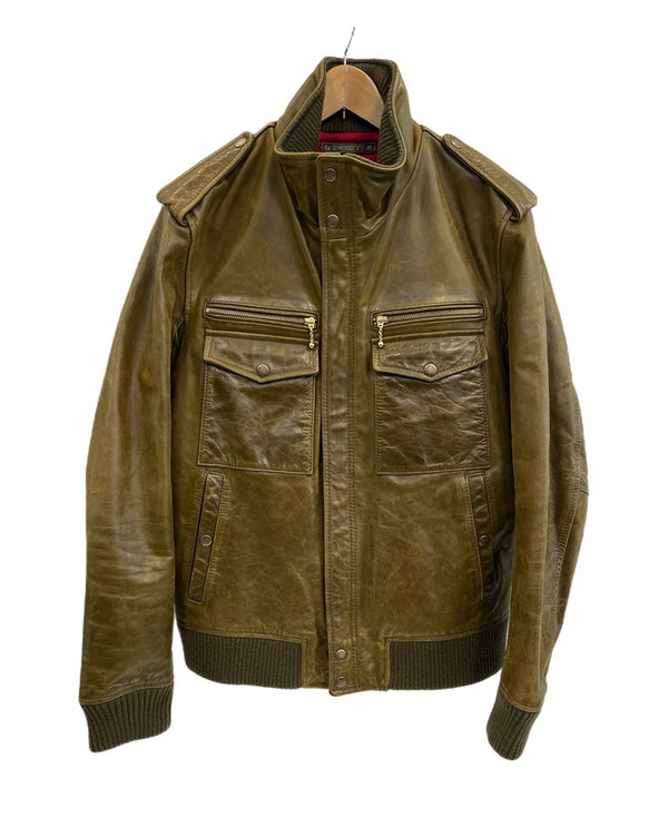 アヴィレックス AVIREX レザー フルジップ フライト ジャケット オリーブ 6181019 XL ジャケット カーキ LLサイズ 101MT-5092