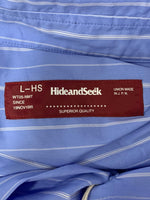 ハイドアンドシーク HIDE AND SEEK 24ss B.D. L/S Shirt 長袖シャツ ストライプ ブルー Lサイズ 201MT-3797