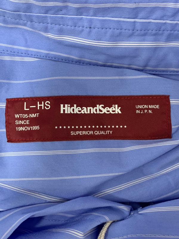 ハイドアンドシーク HIDE AND SEEK 24ss B.D. L/S Shirt 長袖シャツ ストライプ ブルー Lサイズ 201MT-3797