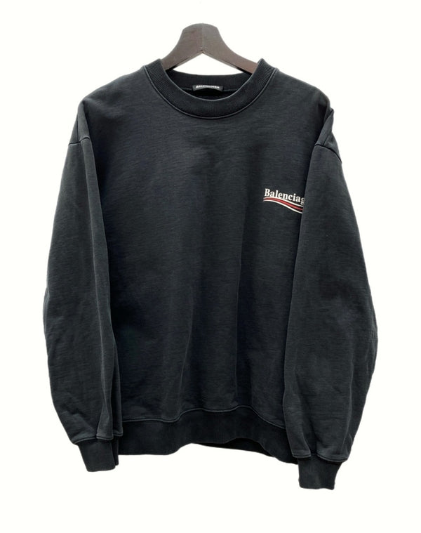 バレンシアガ BALENCIAGA Campaign Logo Sweatshirt キャンペーン ロゴ スウェットシャツ トレーナー クルーネック 黒 556147 スウェット ロゴ ブラック Lサイズ 104MT-900