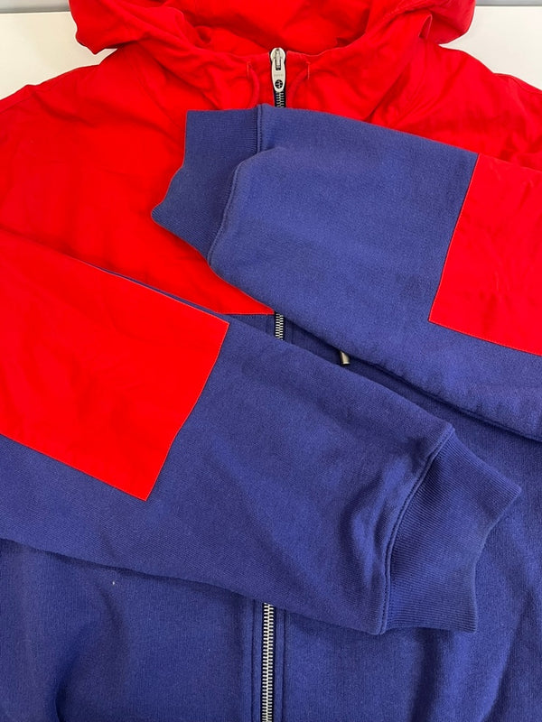 グッチ GUCCI ×THE NORTH FACE ザノースフェイスコラボ 21AW ナイロン切替 ジップパーカー 青 赤 XXL パーカ ブルー 101MT-5254