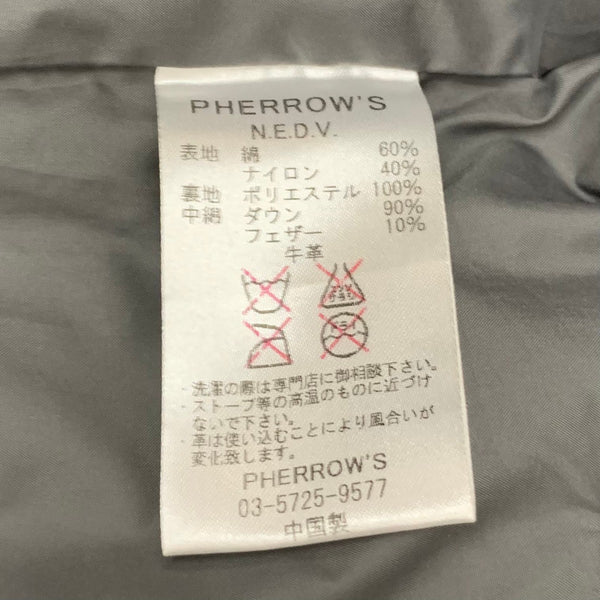 【曜日割引対象外】 フェローズ PHERROW'S ノーザンエクスプローラー ダウンベスト N.E.D.V. 牛革 切り替え レザー  ベスト ブラック 40サイズ 201MT-3222 VB