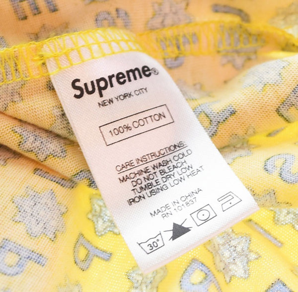 シュプリーム SUPREME 19SS Foulard Polo ロゴ 総柄 半袖ポロシャツ イエロー Mサイズ 103MT-2727