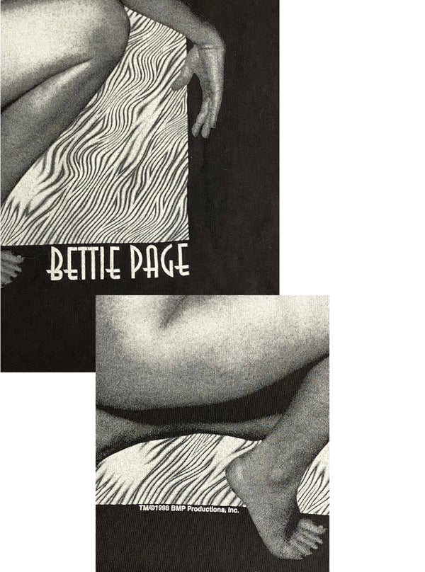 ファッション ヴィクティム FASHION VICTIM 90's 90年代 BETTY PAGE ベティーペイジ ピンナップガール 袖プリント ロンT VINTAGE ヴィンテージ ロンT ブラック Lサイズ 101MT-4460