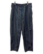 ヨウジヤマモト Yohji Yamamoto POUR HOMME SLACKS PANTS スラックス パンツ テーパード トラウザーズ ジップフライ 紺 ストライプ HB-P14-123 スラックス ネイビー サイズ 3 104MB-258