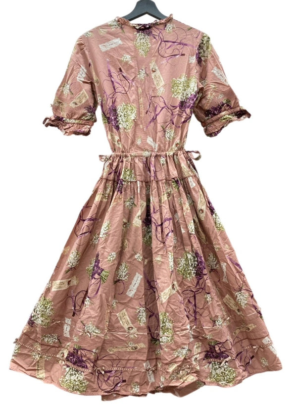 ピンクハウス PINKHOUSE 30周年 30th anniversary 半袖 ロング丈 DRESS ドレス ピコフリル スズラン ブーケ リボン ティアード レトロ アンティーク ロリータ PINK P0117FA01 ワンピース 総柄 ピンク 104LT-223