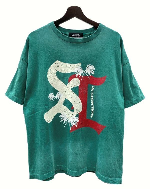 リベーレ LIBERE 24SS × WIND AND SEA ウィンダンシー Logo Tee ロゴ Tシャツ ヴィンテージ風 半袖 カットソー 緑 Tシャツ ロゴ グリーン Sサイズ 104MT-1134