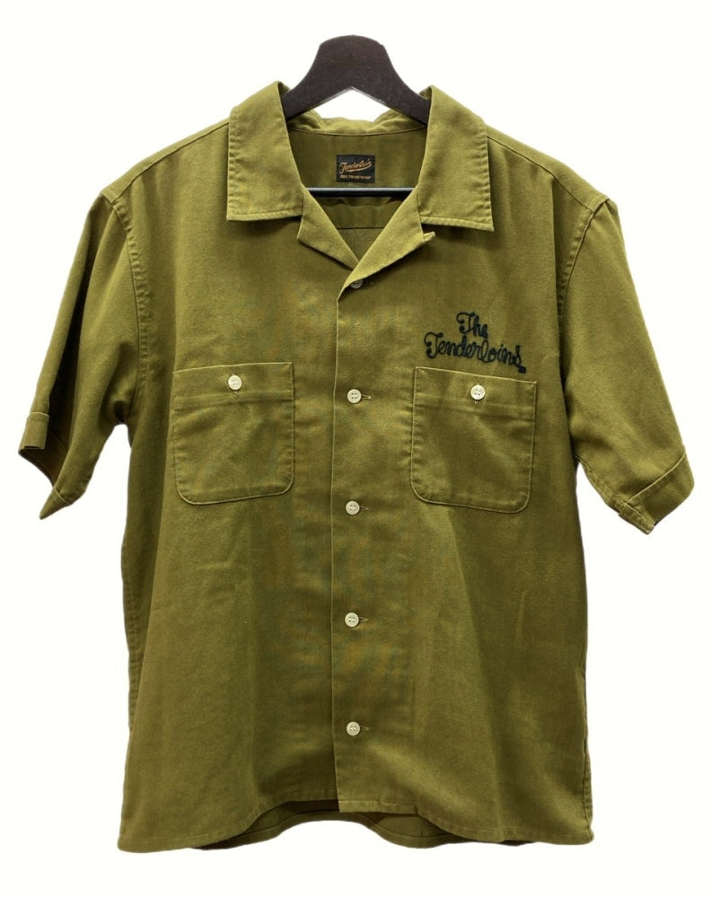 テンダーロイン TENDERLOIN 10SS T-BOWL SHT S/S ボーリングシャツ 開襟 バックロゴ チェーンステッチ 刺繍 OLIVE  オリーブ KHAKI 緑 半袖シャツ ロゴ カーキ Sサイズ 104MT-658 | 古着通販のドンドンサガール