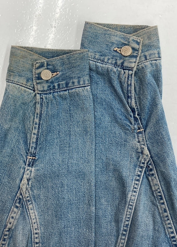 ダブルアールエル RRL 90s COVERALL JACKET カバーオール ジャケット 三ツ星タグ 裏地オンブレチェック コーデュロイ USA製 Ralph Lauren 青 ジャケット 無地 ブルー Mサイズ 104MT-1350