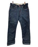 キューン CUNE ウサギ ロゴ ５連 バック プリント デニム ジーンズ ジッパーフライ 紺 ロゴ デニム ネイビー SIZE34 104MB-382