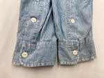 ダブルアールエル RRL 90s 三ツ星タグ SHIRT バンドカラー 猫目ボタン 胸ポケット ヴィンテージ VINTAGE ラルフローレン RALPH LAUREN コットン マレーシア製 ライトブルー 青 長袖シャツ 無地 ブルー Mサイズ 104MT-2026